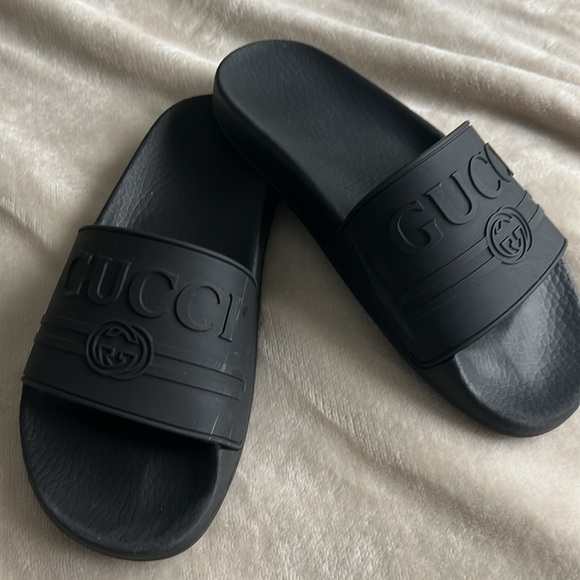 Gucci Logo Slide Rubber Black. Size 8 - Picture 3 of 16
